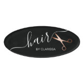 Elegant modern roos goudschaar naambadge (Voorkant)