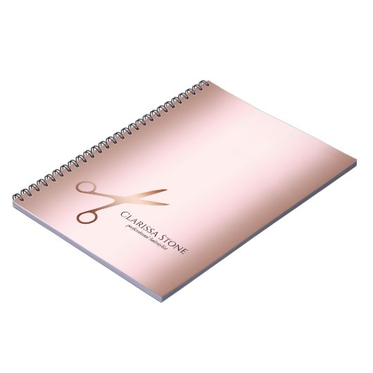 Elegant modern roos goudschaar notitieboek (Linkerzijde)