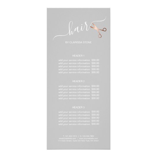 Elegant modern roos goudschaar reclamekaart (Voorkant)