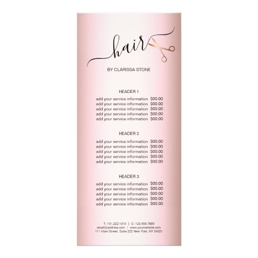 Elegant modern roos goudschaar reclamekaart (Voorkant)