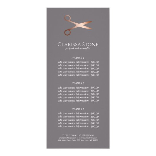 Elegant modern roos goudschaar reclamekaart (Voorkant)