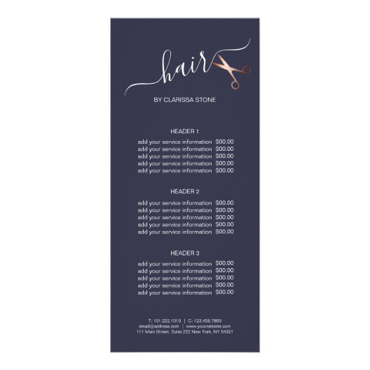 Elegant modern roos goudschaar reclamekaart (Voorkant)