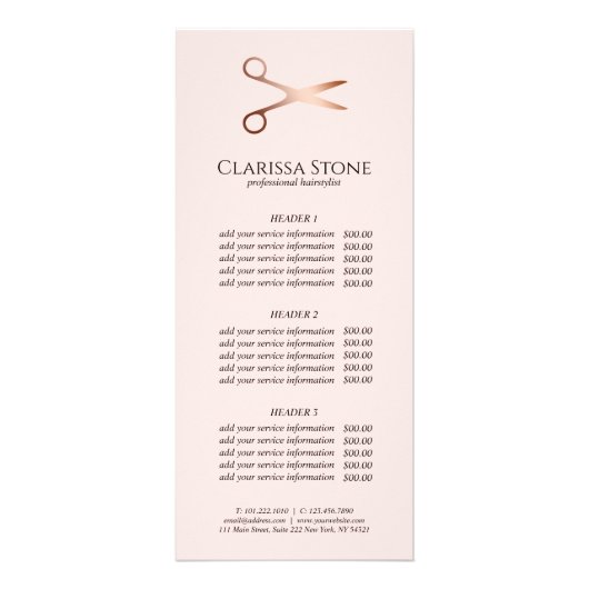 Elegant modern roos goudschaar reclamekaart (Voorkant)