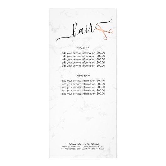 Elegant modern roos goudschaar reclamekaart (Achterkant)