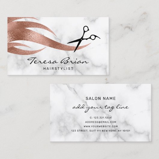 Elegant modern roos goudschaar visitekaartje (Voorkant / Achterkant)