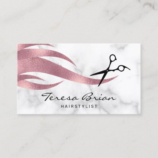 Elegant modern roos goudschaar visitekaartje (Voorkant)