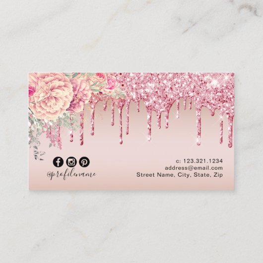 Elegant modern roos goudwimpers visitekaartje (Achterkant)