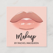 Elegant modern Roos Roze Lips Makeup Artist Square Vierkante Visitekaartje (Voorkant)