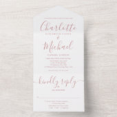 Elegant modern Roos script dat alles aan elkaar bi All In One Uitnodiging (Binnen)