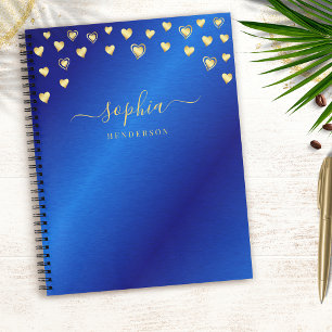Elegant Modern Royal Blue en Gold Monogrammed Notitieboek