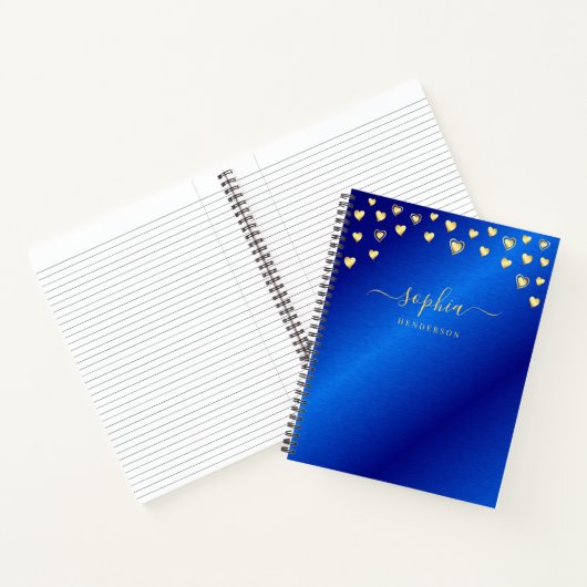 Elegant Modern Royal Blue en Gold Monogrammed Notitieboek (Binnen)
