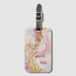Elegant modern roze Abstract monogram goud Bagagelabel