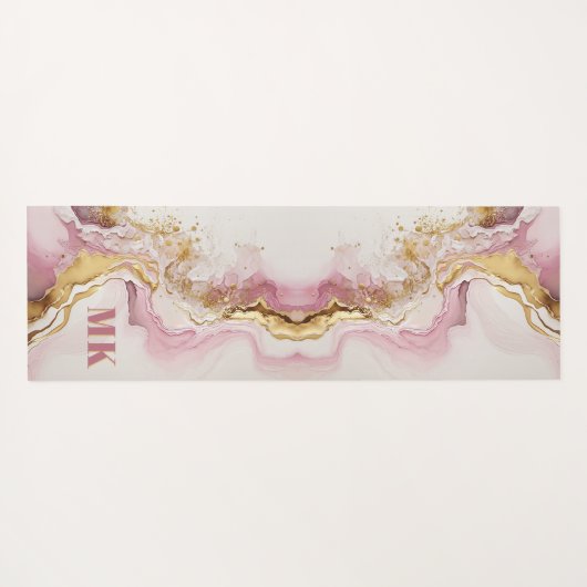 Elegant modern roze Abstract monogram goud Yogamat (Achterkant (horizontaal))