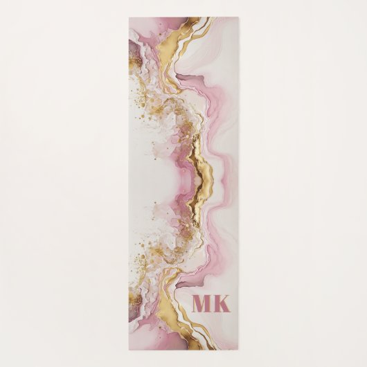 Elegant modern roze Abstract monogram goud Yogamat (Achterkant)