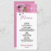 Elegant Modern Roze Baptisme 4x9 flat-menkkaart Menu (Voorkant / Achterkant)