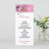 Elegant Modern Roze Baptisme 4x9 flat-menkkaart Menu (Staand voorkant)
