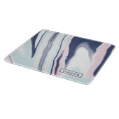 Elegant modern roze blauw wit vloeibaar marmer snijplank (Hoek)