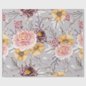 Elegant modern roze bloemeninpakpapier cadeaupapier (Vlak)