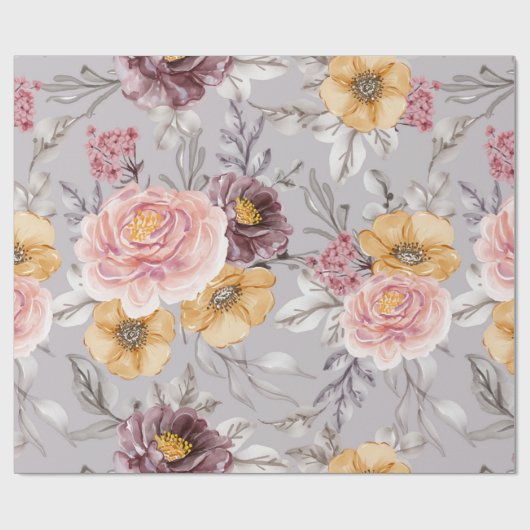 Elegant modern roze bloemeninpakpapier cadeaupapier (Vlak)