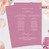 Elegant modern roze bruiloft programma