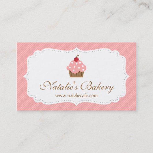 Elegant, modern, roze cake, bakkerij visitekaartje (Voorkant)