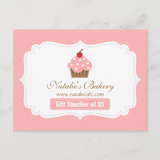 Elegant, modern, roze cake, bakkerij-voucher briefkaart (Voorkant)