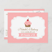 Elegant, modern, roze cake, bakkerij-voucher briefkaart (Voorkant / Achterkant)