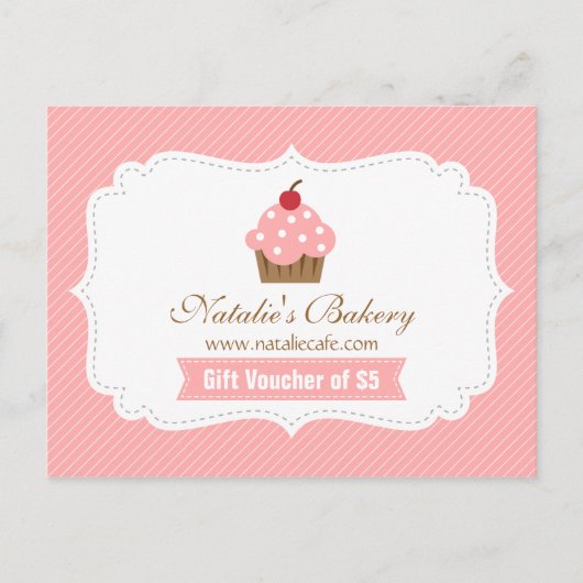 Elegant, modern, roze cake, bakkerij-voucher briefkaart (Voorkant)