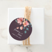 Elegant Modern Roze en Goud Bloemen Bruiloft Bedankjes Labels (In situ)