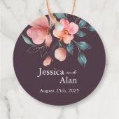 Elegant Modern Roze en Goud Bloemen Bruiloft Bedankjes Labels (Achterkant)