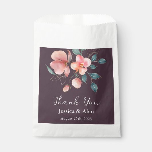 Elegant Modern Roze en Goud Bloemen Bruiloft Bedankzakje (Voorkant)