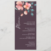Elegant Modern Roze en Goud Bloemen Bruiloft Menu (Voorkant)