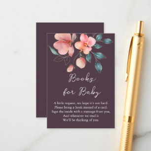Elegant Modern Roze en Gouden Bloemen Boeken voor  Informatiekaartje