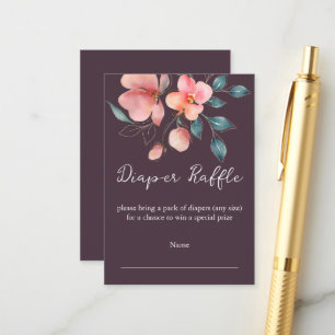 Elegant Modern Roze en Gouden Bloemenluier Raffle Informatiekaartje