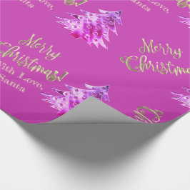 Elegant modern roze en gouden kerstboom cadeaupapier