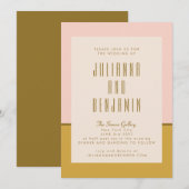 Elegant modern roze en mosterdgeometrisch huwelijk kaart (Voorkant / Achterkant)