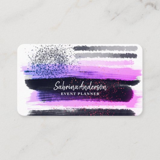 Elegant modern roze en Paars Abstract Visitekaartje (Voorkant)