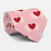 Elegant modern roze en wit Doodle-hartpatroon Stropdas (Opgerold)