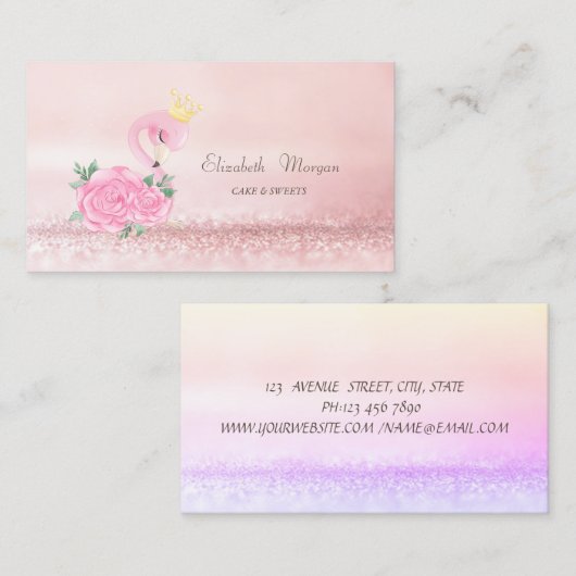 Elegant modern roze flamingo Bokeh Cake Sweets Visitekaartje (Voorkant / Achterkant)