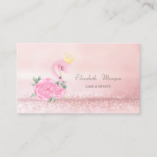 Elegant modern roze flamingo Bokeh Cake Sweets Visitekaartje (Voorkant)