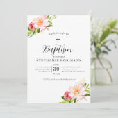 Elegant modern Roze Floral Baptisme Kaart (Staand voorkant)