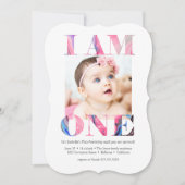 Elegant Modern Roze Foto 1 ste verjaardag Kaart (Voorkant)