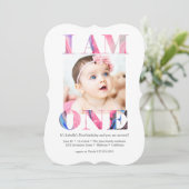 Elegant Modern Roze Foto 1 ste verjaardag Kaart (Staand voorkant)