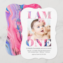 Elegant Modern Roze Foto 1 ste verjaardag