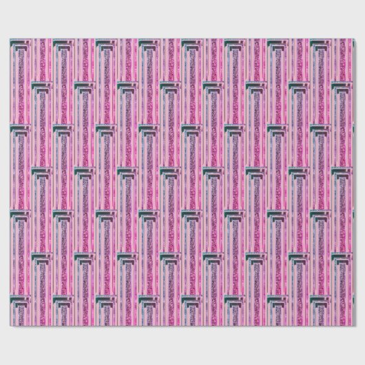 Elegant modern roze geometrische strippatroon cadeaupapier (Vlak)