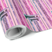 Elegant modern roze geometrische strippatroon cadeaupapier (Rol Hoek)
