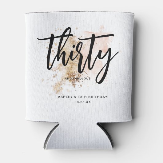Elegant modern Roze & Gold Dertig 30e verjaardag Blikjeskoeler (Voorkant)