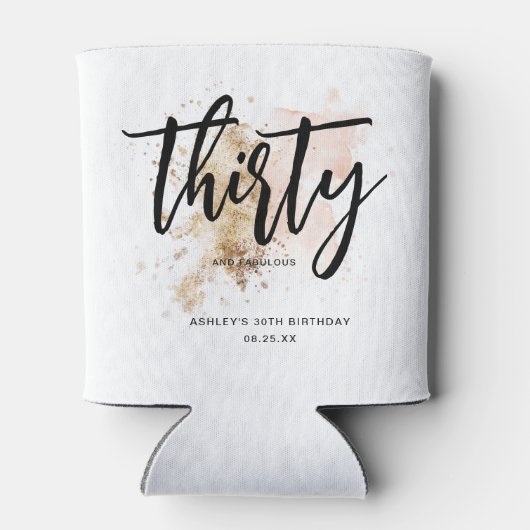 Elegant modern Roze & Gold Dertig 30e verjaardag Blikjeskoeler (Achterkant)