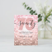 Elegant Modern Roze Goud 70ste Verjaardagsfeestje Kaart (Staand voorkant)