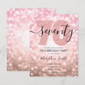 Elegant Modern Roze Goud 70ste Verjaardagsfeestje Kaart (Voorkant / Achterkant)